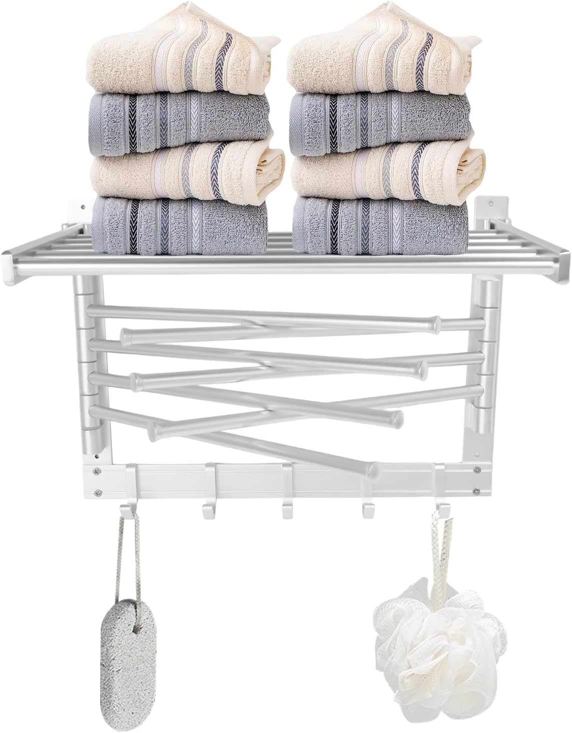 Wall-Mounted Steel Clothes Drying Rack,Bathroom Towel Shelf,Swivel Towel Hanger for Laundry Room Space Saver (Black)