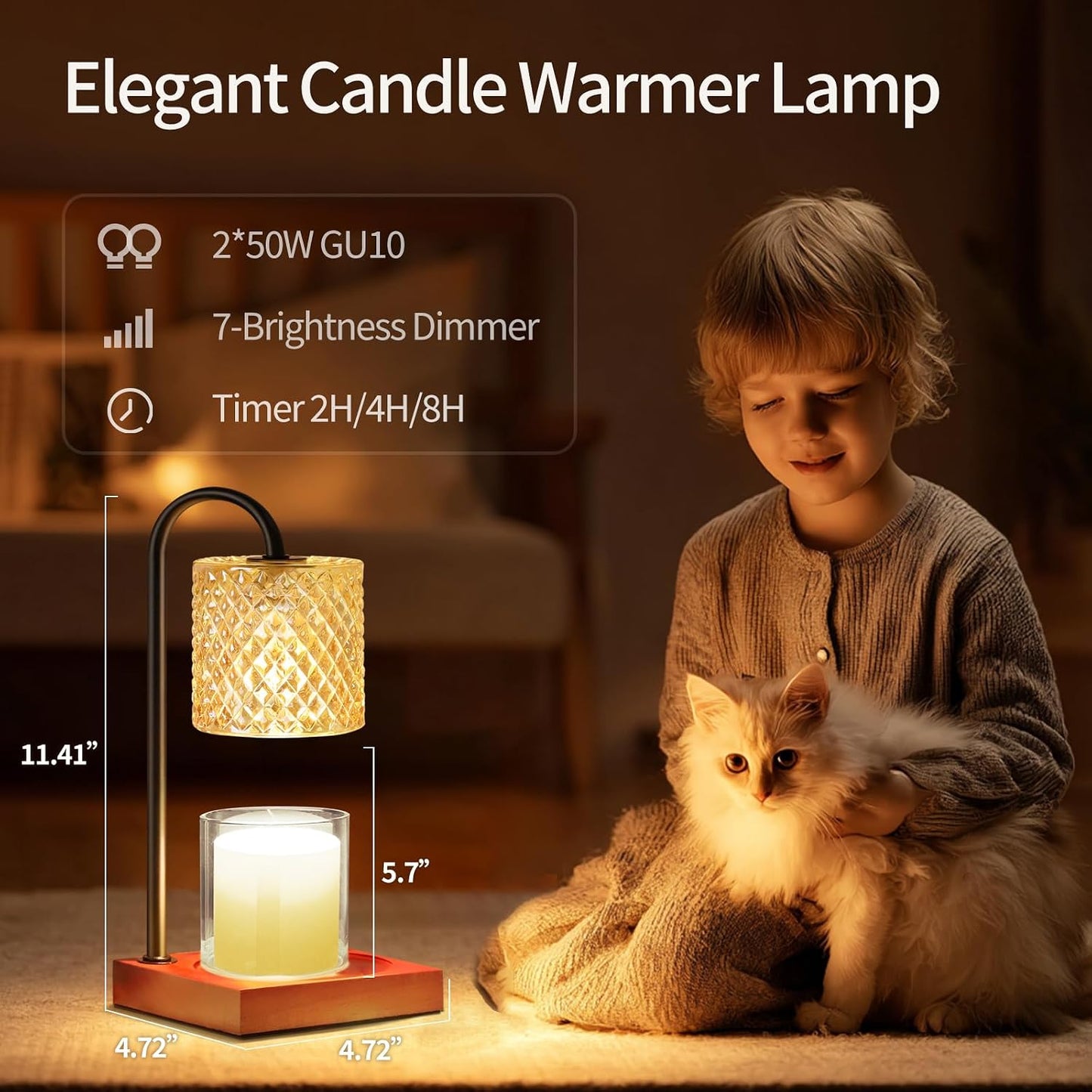 TigQiang Candle Warmer Lamp with Timer Dimmer, Birthday Gifts for Women Mom, House Warming Gifts, Elegant New Home Decor, Wax Warmer for Jar Candles, Heater Lamp for Scented Wax, Clear Glass