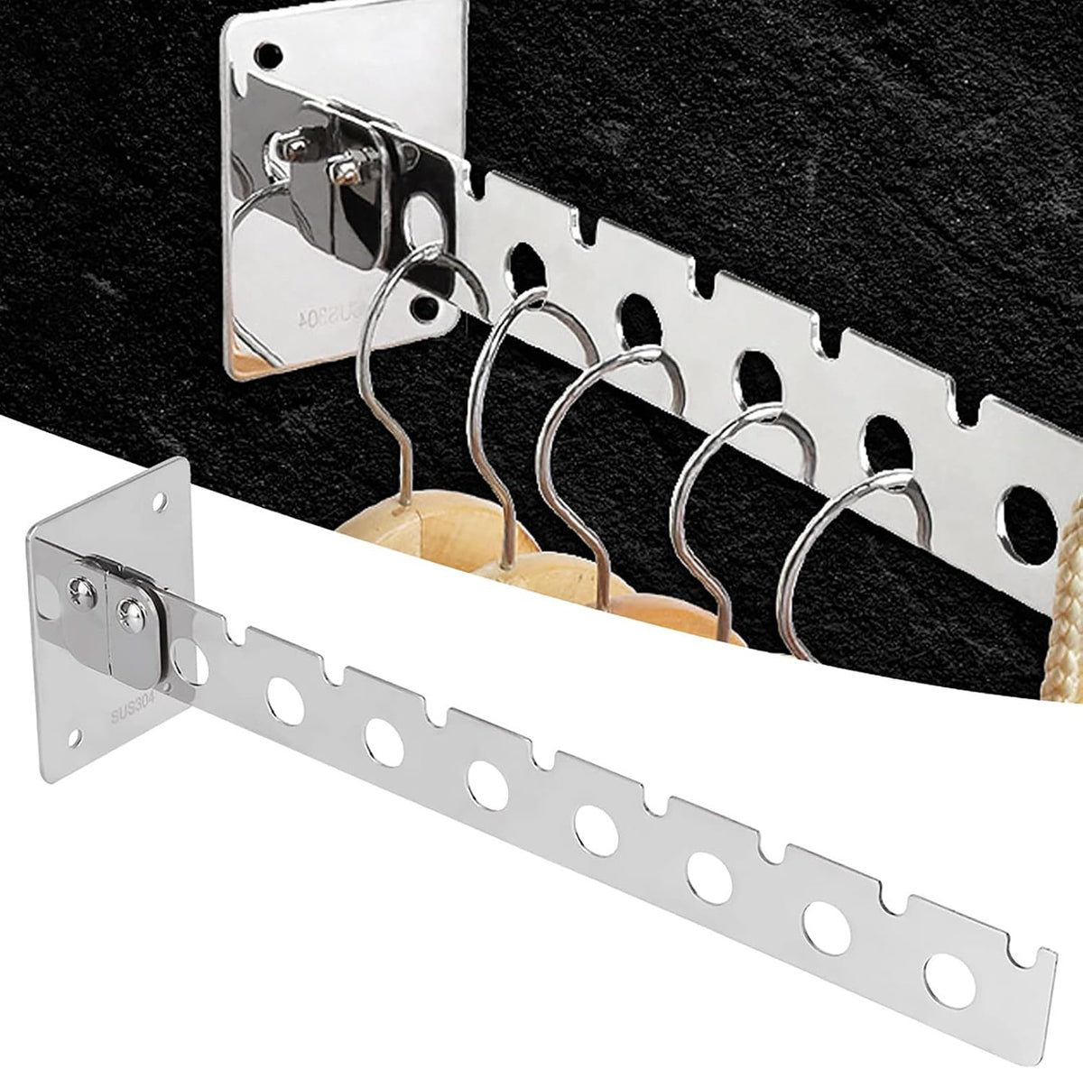 Wall Mounted Stainless Steel Drying Rack Foldable Space Saving Design Rusts Resistant Sturdy Hanger Rack for Clothes Organization Laundry Room Use