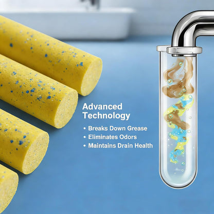 Drain Cleaner and Deodorizer Sticks, 24 Pcs Enzyme Drain Sticks - Natural Clog Remover & Odor Eliminator, Prevent Clogged Drains Year-Round in Kitchen, Bathroom, Shower & Toilet