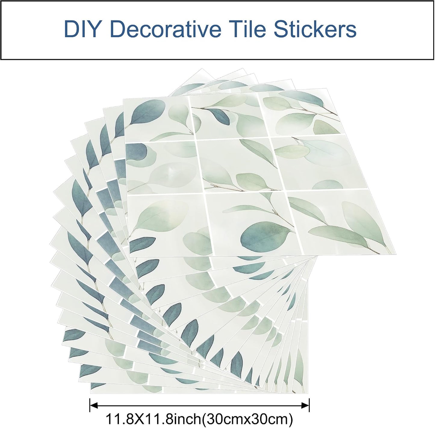 Peel & Stick Tile Stickers Waterproof Self-Adhesive Backsplash Stickers for Kitchen Bathroom Decor 10 Pack 11.8''x11.8'' (Light Green)