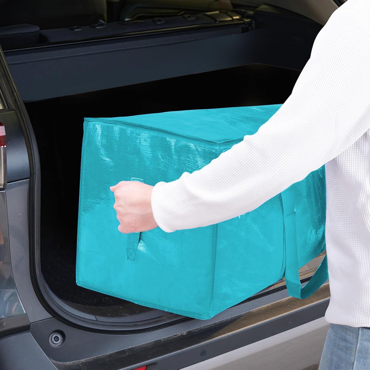 TICONN 4 Pack Extra Large Moving Bags Heavy Duty with Zippers & Carrying Handles, Durable Storage Bags Moving Boxes for Closet Organizers and Storage (4 Pack, Blue)