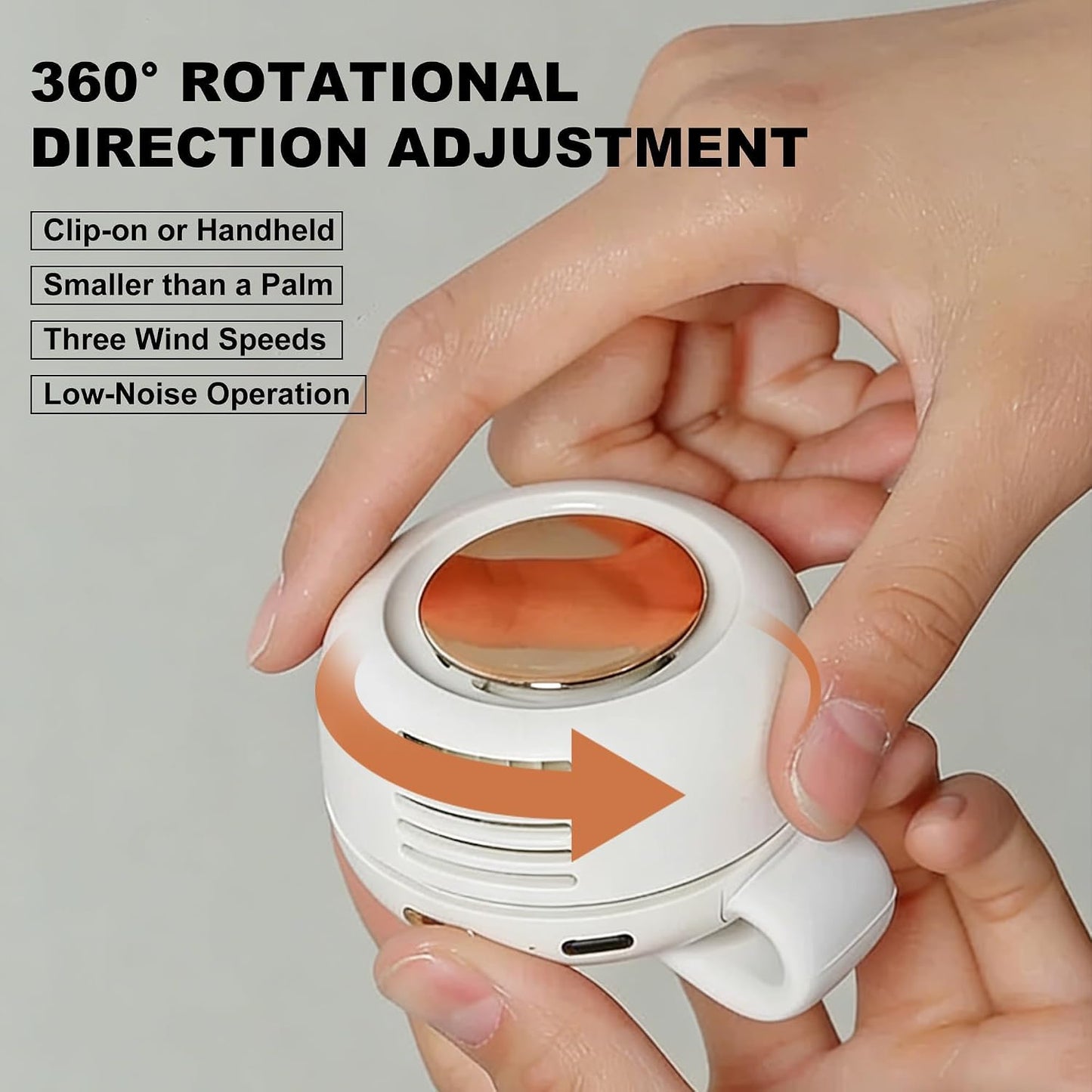 Portable Mini Bladeless Fan Clip On, Small Fan Clip on for Shirt & Waist, 3-Speed, 360° Adjustable Suspended Whirlwind Fans, Silent Clip-on Fan For Outdoor & Travel & Office, Gift for Summer