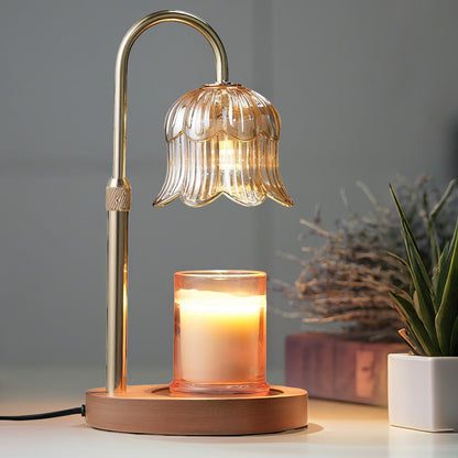 CRMILL Candle Warmer Lamp with Timer: Adjustable Dimmable Height Adjustable Warming - Flower Shape Wax Lamp Jar Candles No Flame Modern Home Decor Table Lights - Home Living Bedroom
