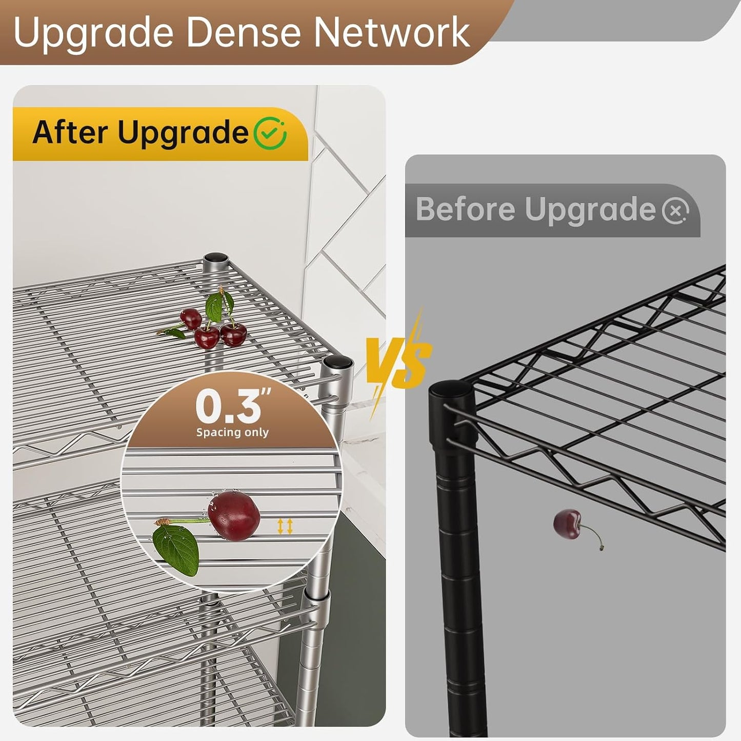 Golpart 4 Tier Adjustable Storage Shelves Metal Utility Shelf Wire Shelving Unit Organizer Rack for Home Kitchen Office Bathroom Pantry Room 12" D x 18" W x 44" H