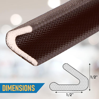 Adhesive V Shape Weatherstrip, Weather Stripping Door Seal Strip Foam Door Frame Insulation Side Jamb Bottom Groove Gap Filler Soundproof V Weatherstripping (Black, 1/2 in x 1/2 in x 26 Ft)