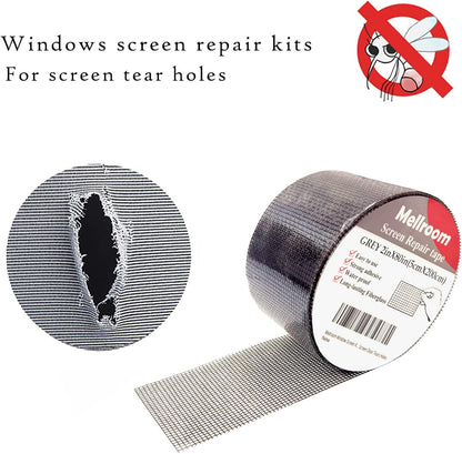 Windows Screen Repair kit Tapes, Black 2 inches X 80 inches Patches Tool, Adhesive Waterproof Fiberglass Mesh Patch Covering Fix Wire mesh Door Tears Holes
