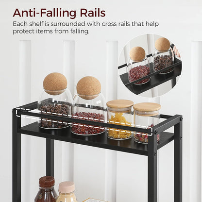 MAHANCRIS Slim Rolling Cart, Mobile Kitchen Cart on Wheels, Narrow Storage Cart for Small Space, Small Bar Cart, for Bathroom, Laundry, Living Room, Black RCHB1501