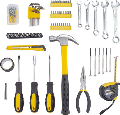 CARTMAN 148-Piece Automotive And Household Tool Set, Blue Repair Kit Case | Versatile tool assortment for car maintenance, home repairs, DIY projects, furniture setup, and daily fixes in a molded case.