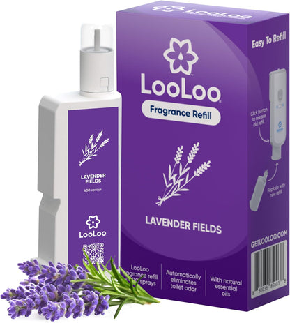 Loo Loo Touch Free Toilet Freshener Refills, Natural Essential Oils – Toilet Smell Eliminator, Bathroom Deodorizer, Air Freshener Spray for Bathroom, Clean Cotton Fragrance, 2.0 Fl Oz