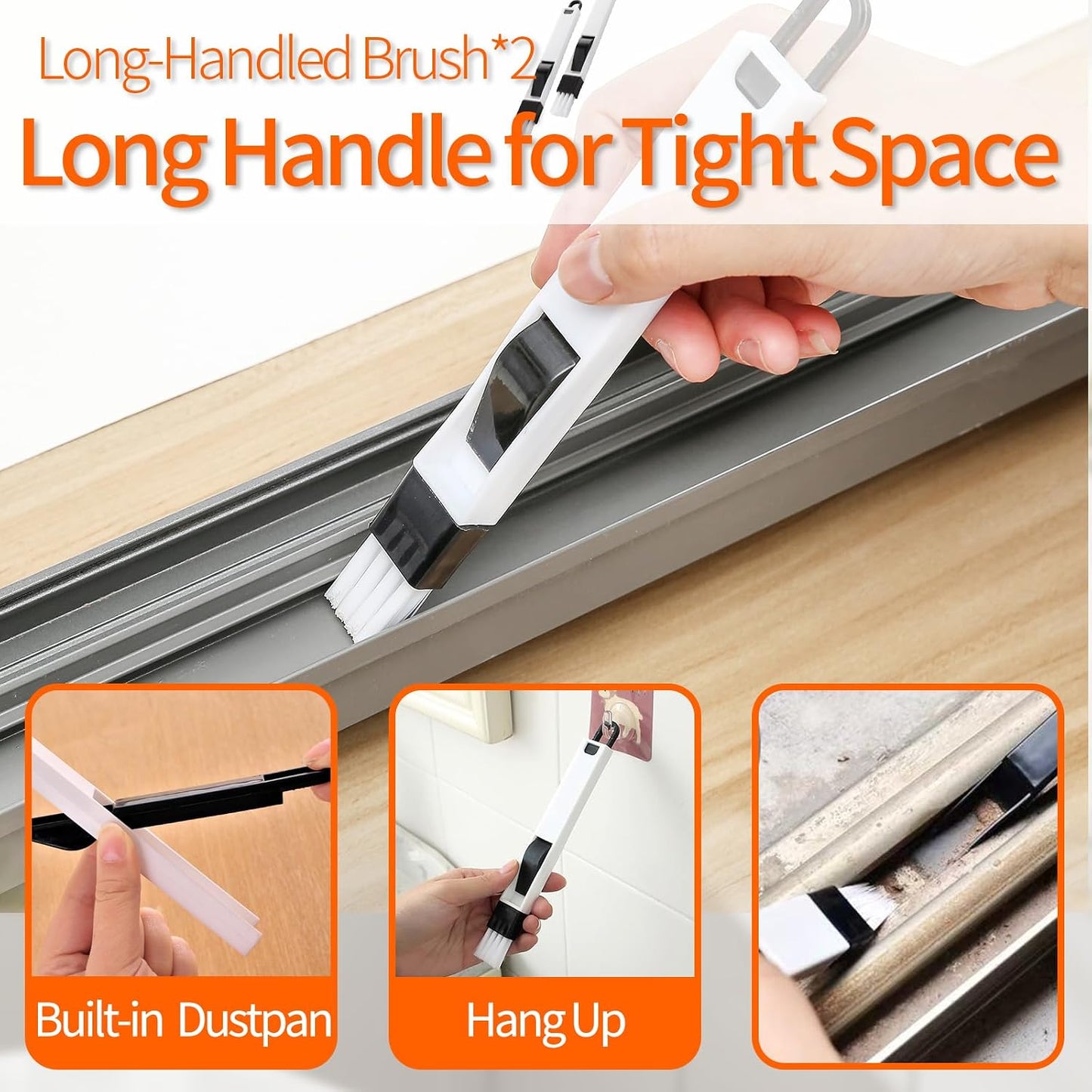 Window Track Cleaner Tools Set - 14 Pcs Window Groove Cleaning Brush Kit, Crevice Cleaning Brush for Sliding Door, Shutter, Sill, Tile Lines, Sink
