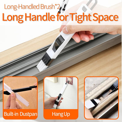 Window Track Cleaner Tools Set - 14 Pcs Window Groove Cleaning Brush Kit, Crevice Cleaning Brush for Sliding Door, Shutter, Sill, Tile Lines, Sink
