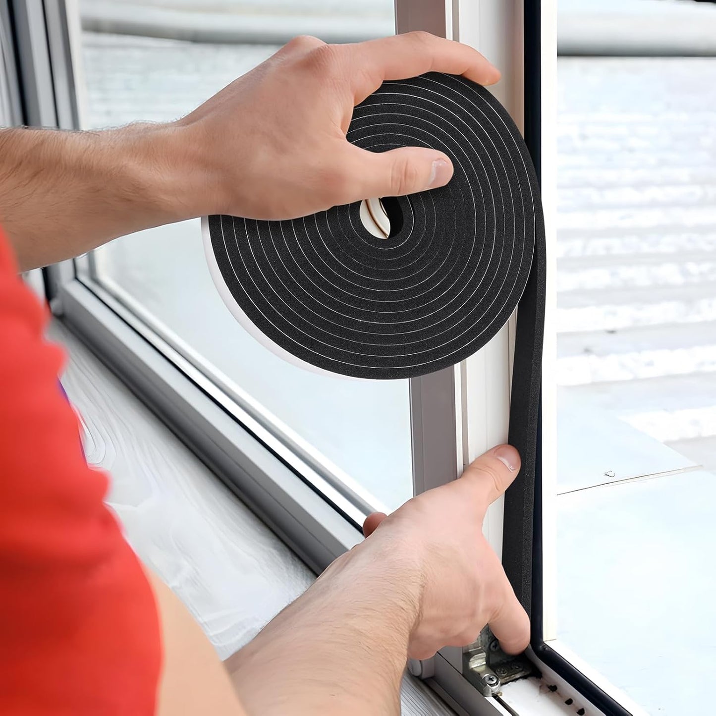 16Feet Weather Stripping Seal (1/2 Inch X 1/4 Inch) for Door Window, High Density Foam Tape, Soundproofing, Insulation Strip, Door Sealers for Door Frame- White