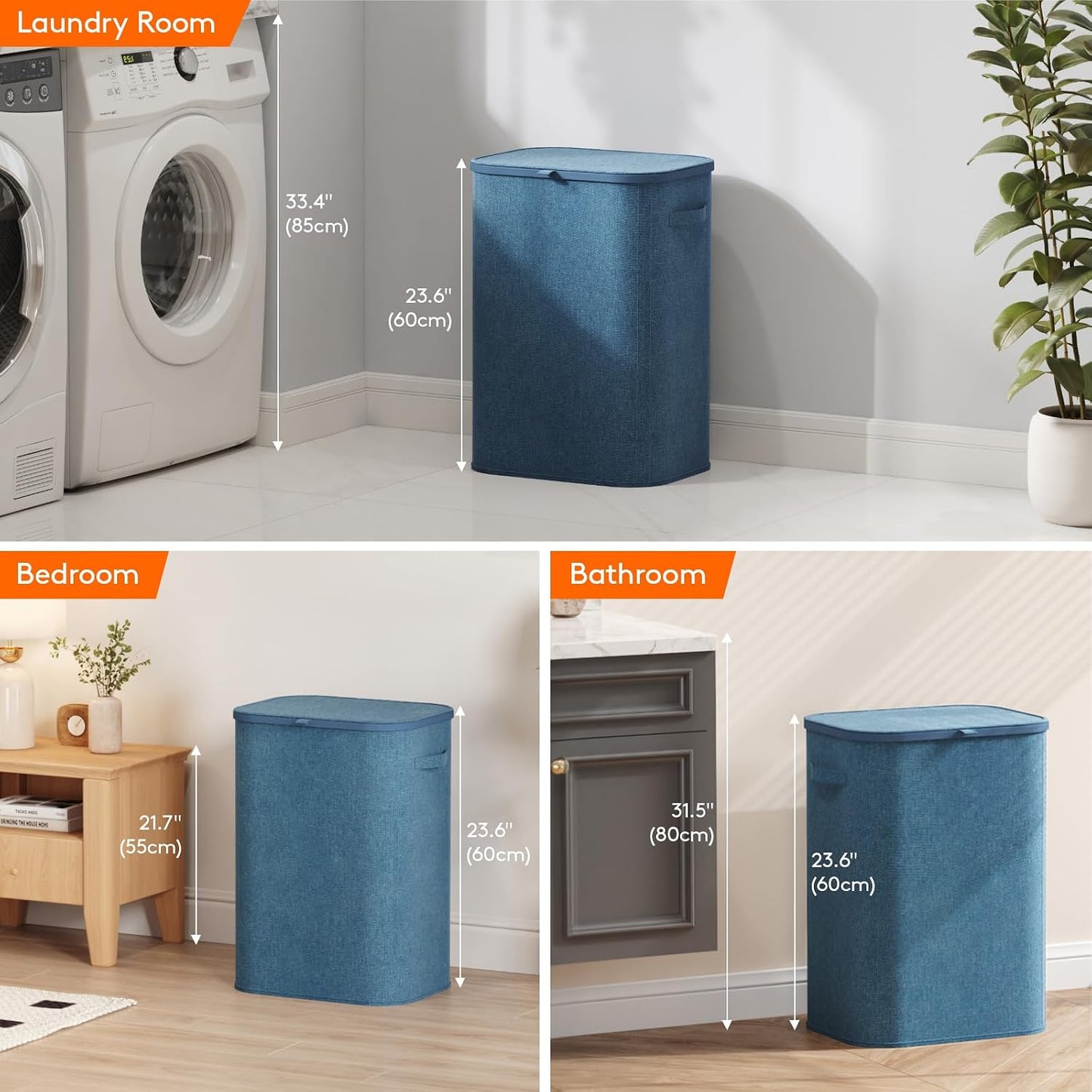 Lifewit 165L Large Laundry Basket with Lid, Laundry Hamper with Plastic Handles and Removable Bag, Foldable Tall Dirty Clothes Hampers for Laundry for Laundry Room, Bedroom, Bathroom, Dorm, Beige