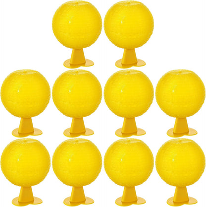 Qualirey 10 Set Fruit Fly Sticky Trap Balls Fungus Gnat Killer Bug Catcher Gnat Trap Insect Traps Indoor Outdoor Plant Fly Sticky Traps Ball for Fungus Plants (Orange)