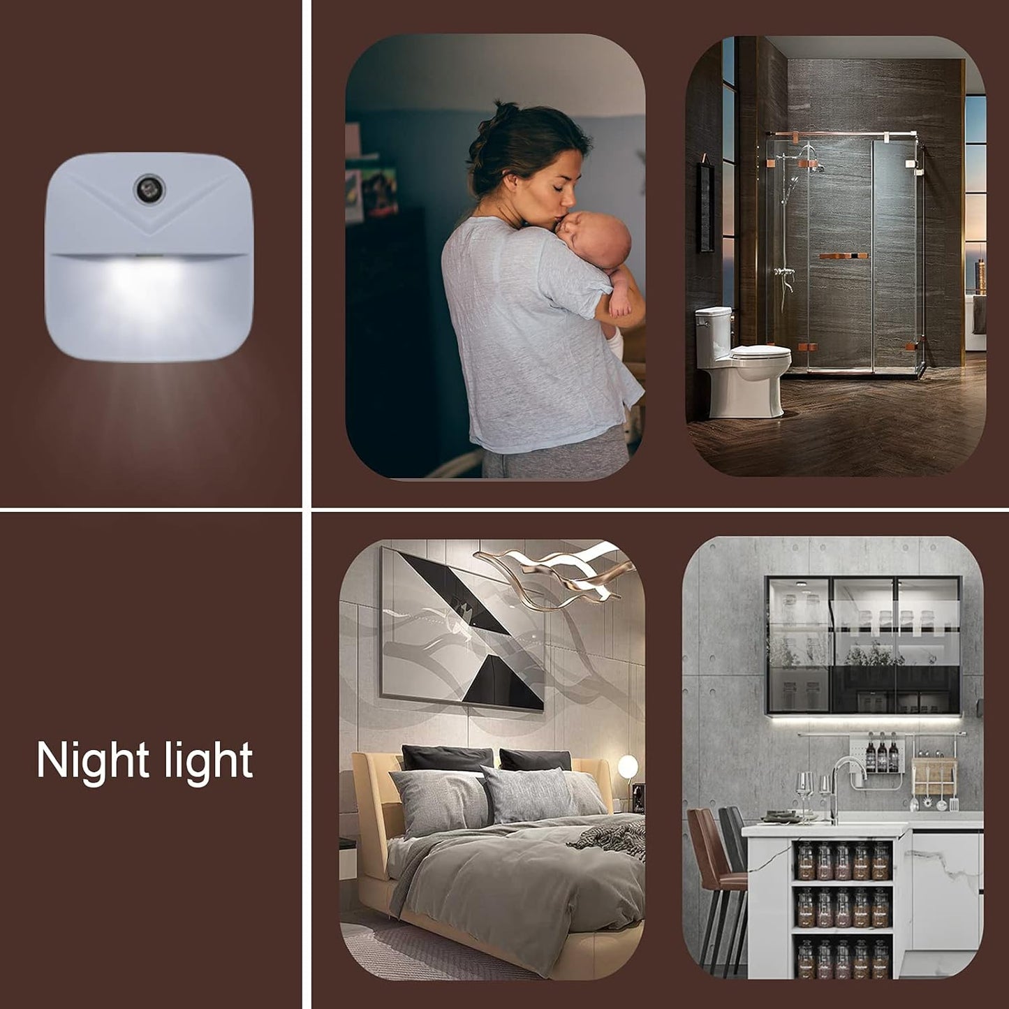 6 Pack Night Light Plug in, White LED Nightlights with Smart Dusk to Dawn Sensor, Plug into Wall Nightlights Suitable for Bedroom, Bathroom, Hallway, Kitchen, Stairs, Kids, Adults