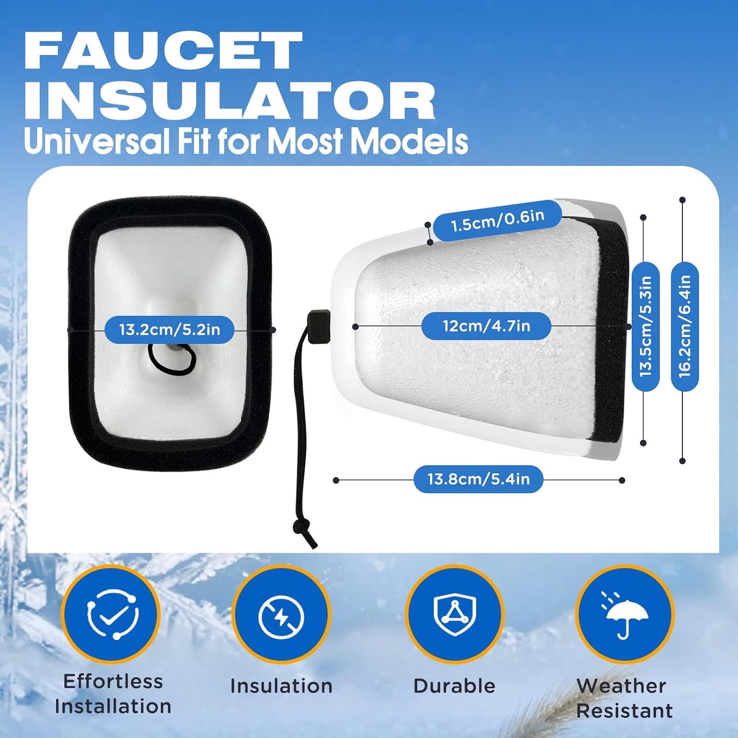 Outdoor Faucet Covers 4 Pack, Foam Insulated Freeze Protector | Reusable Faucet Insulation Covers Protect Outdoor Spigots from Winter Freezing, Cold Weather and Pipe Freeze Damage