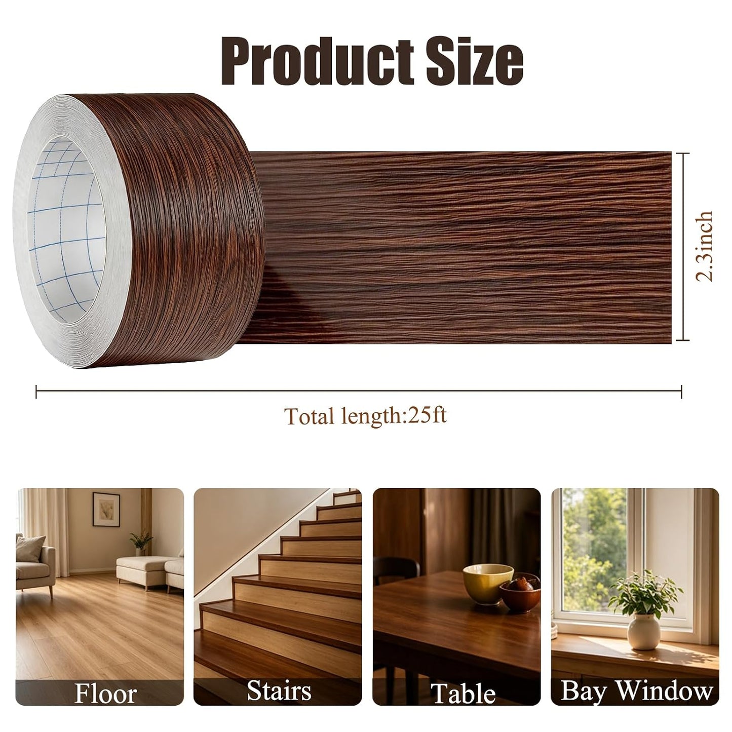 GSCIT Club Wood Grain Repair Tape, 2.4 inch X 15ft Self Adhesive Maple Grain Repair Patch for Tables, Chairs, Baseboards, Doors, Windows, Floors, Handicraft DIY. - Colors A