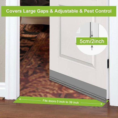 2 PCS Brush Door Sweep, Draft Stoppers for Bottom, Draft Stopper with Brush for Exterior Door, Bottom Seal Strip for Protection Against Bug, Dust, 2" W x 39" L, Black