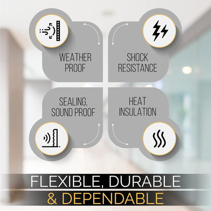 High Density Foam Weather Stripping Door Seal Strip Insulation Tape Roll for Insulating Door Frame, Window, Air Conditioner | Self Adhesive Sealing Weatherstrip (4 in x 1/4 in x 10 Ft, Black)