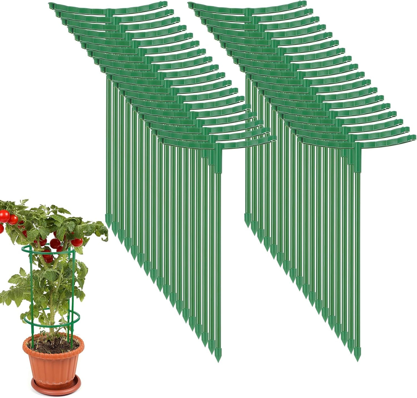 36 Pcs Plant Support Stakes, Half Round Plant Support for Indoor Plants Stackable Plant Holder Stick Plastic 9.8 Inch Plant Stakes for Tomato, Monstera, Peony, Hydrangea Climbing Plants