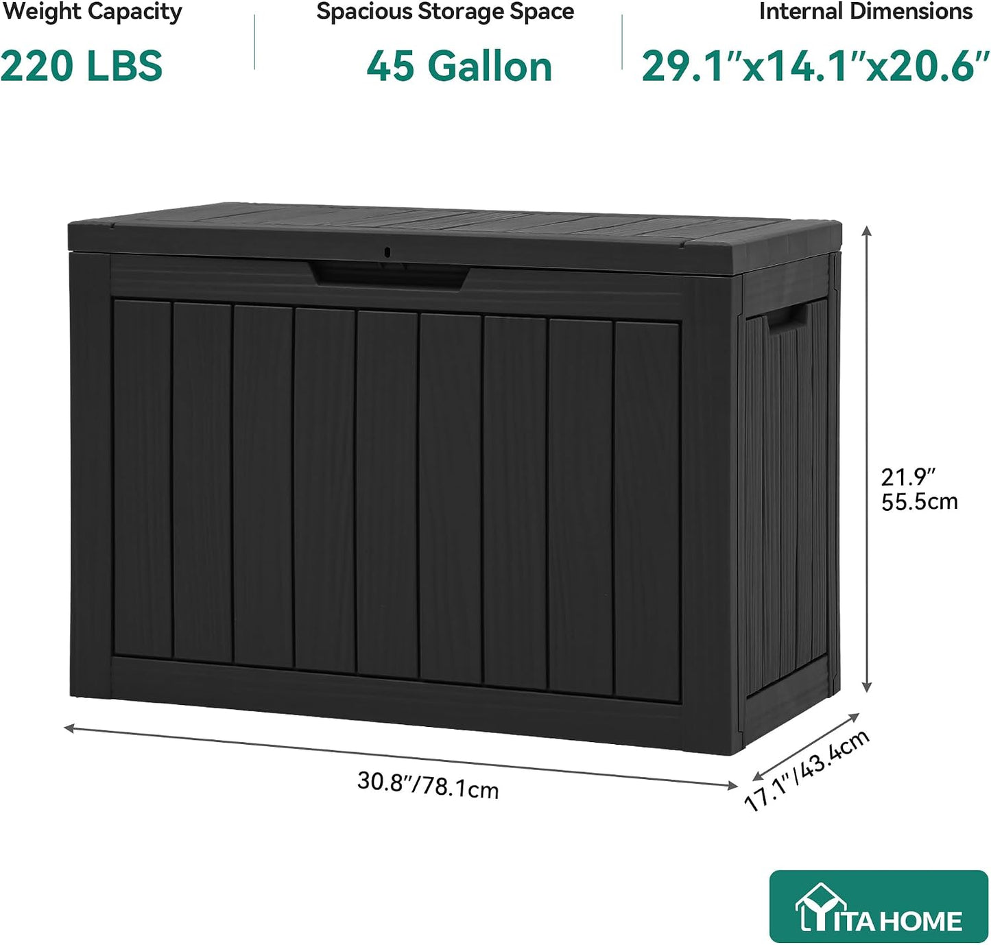 YITAHOME 31 Gallon Outdoor Storage Box | Resin Deck Box and Waterproof Package Delivery Box for Gardening Tools, Pool Supplies, Patio Furniture, Lockable, Taupe