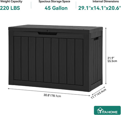 YITAHOME 35 Gallon Outdoor Storage Box | Waterproof Resin Deck Box and Package Delivery with Lockable Lid for Patio Furniture Cushions, Pool Accessories, Garden