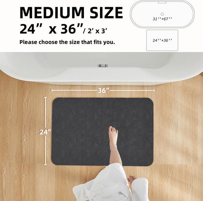 TYUU Bath Mat, Bathroom Rugs Non Slip Washable Thin Absorbent Quick Dry Bath Mat Fits Under Door Bathroom Floor Mat Perfect for Bath, Shower, or Sink 16"x24" Dark Grey