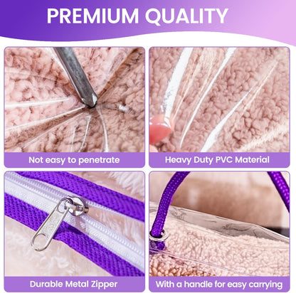 6 Pcs （16 * 12 * 4 Inch）Clear Zippered Storage Bags for Sweater Blanket Bed Sheet Storage, Plastic Storage Bags with Zipper for Closet Linen Sweater Blanket