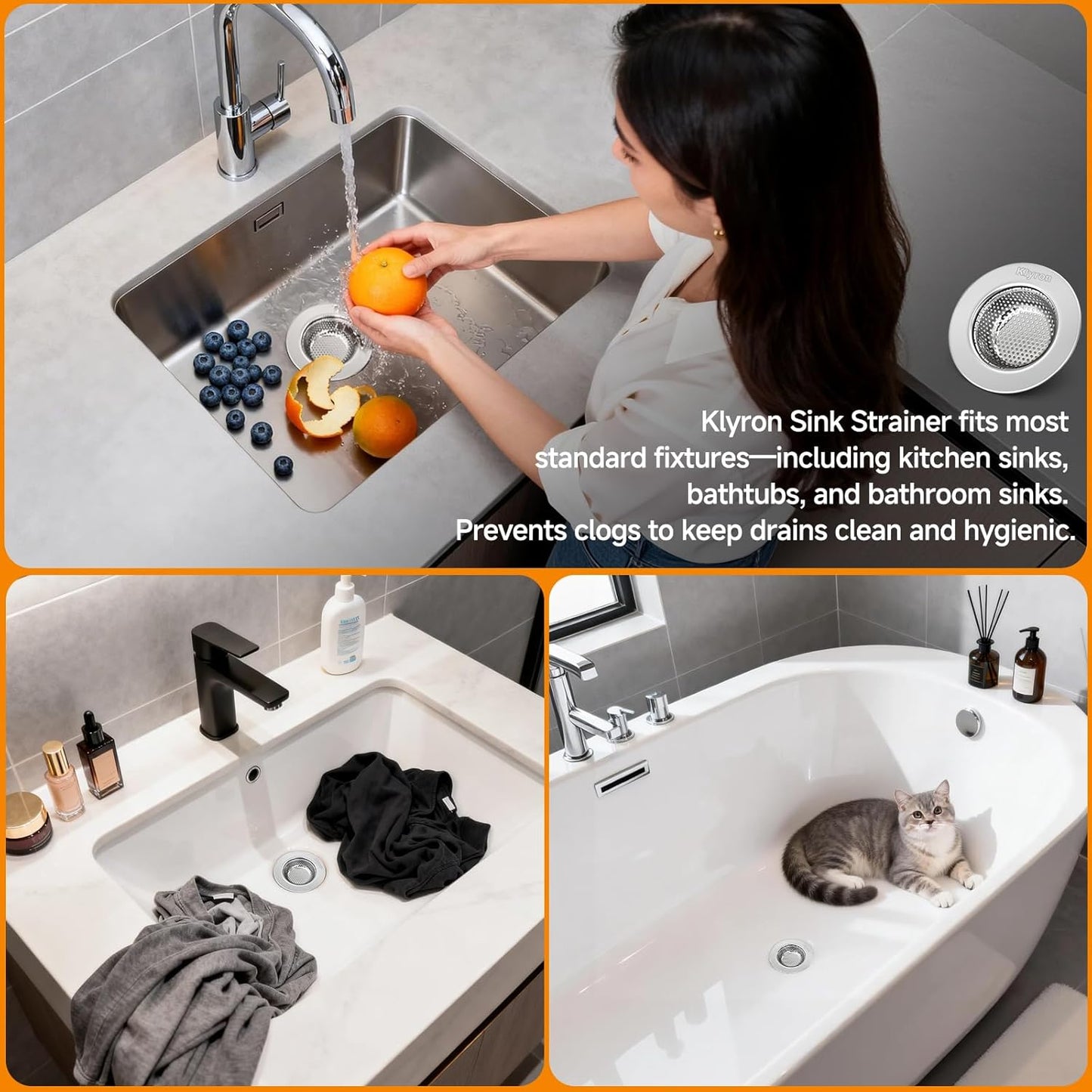 3-Pack Stainless Steel Kitchen Sink Strainer – 2026 Deep Basket Drain Filter, Rust-Proof Food Catcher, Smooth Edge, Fits 3.5" for Kitchen, Utility Sinks, Basins. Anti-Clog, Dishwasher Safe (4.5" OD)