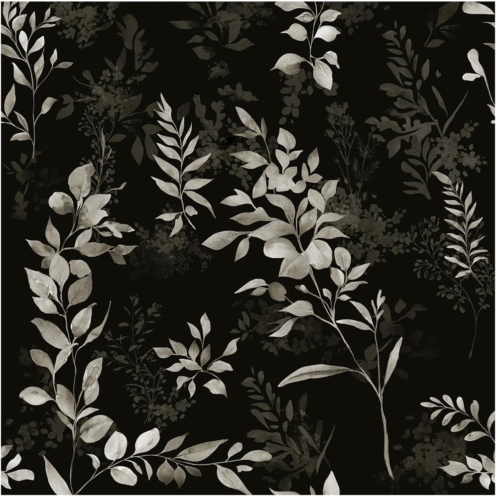 Floralplus Peel and Stick Wallpaper Boho Leaf Removable Wallpaper for Bathroom Renter Leaf Contact Paper for Locker Shelf Liner Vinyl Adhesive Wallpapers Wall Mural Decor 17.5 in x 118 in