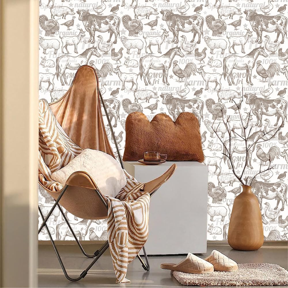 MuralPeel White/Pink/Gold Floral Garden Black Blue Flowers Vintage Peel and Stick Wallpaper Self Adhesive Removable Easy Peel Off Contact Paper Stick on Wall Paper for Bedroom Cabinet Renter Friendly