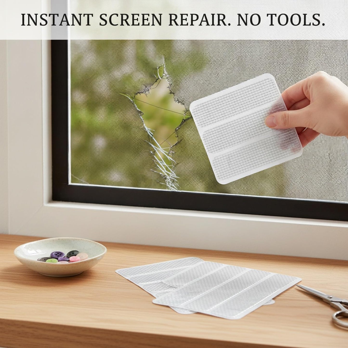 Self-Adhesive Fiberglass Screen Patch Kit for Windows and Doors, No-Frame Removal Repair, Multicolor Mesh Covers