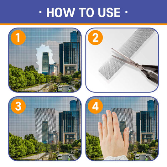 HA SHI Screen Repair Kit for Windows or Doors (2" x 6.5FT, Black) 3-Layer Strong Adhesive Tape, Made in Korea, Ease-Installation Fiberglass Covering Mesh