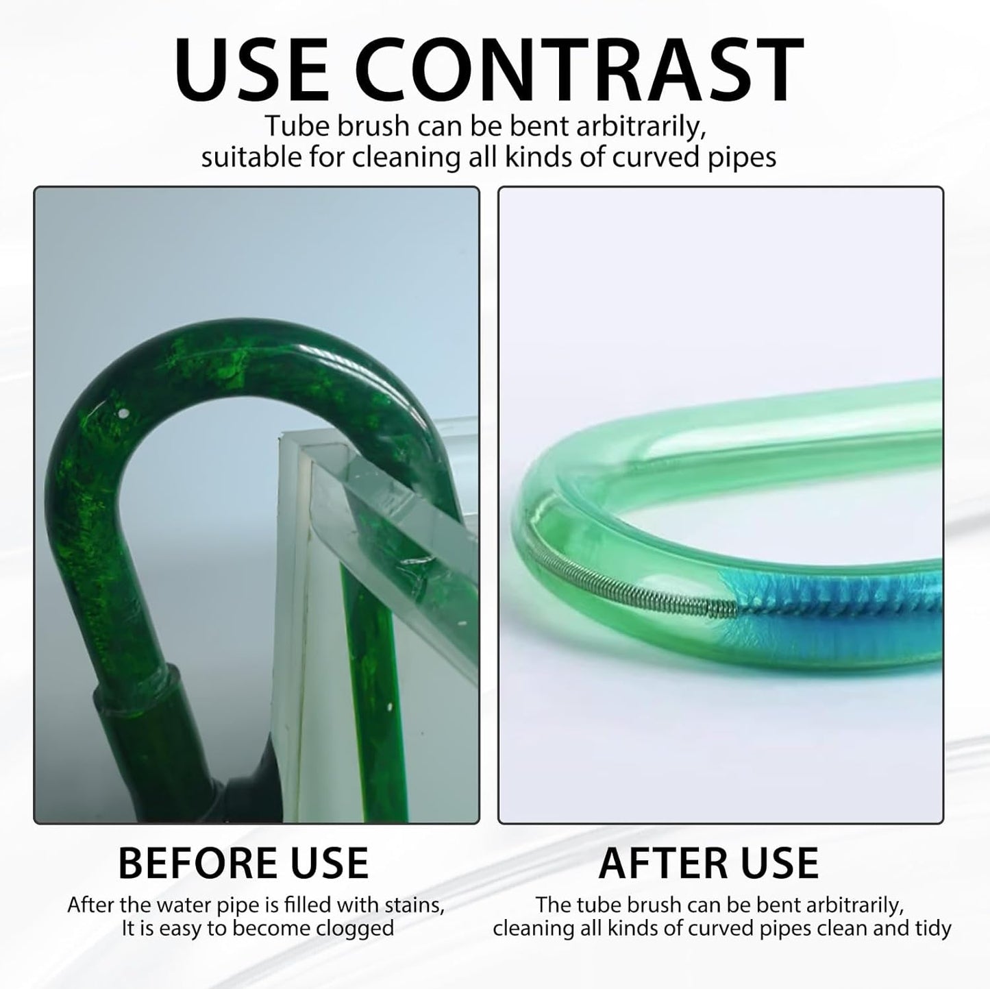 79” Flexible Pipe Cleaner Brush Set, Dual-Ended and Extra-Long Stainless Steel Cleaning Tool for Homeowner Mechanics Clean Sink Refrigerator Coils Shower Drain Plumbing Maintenance Fish-Tank