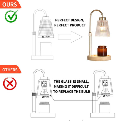 MEIXISUE Candle Warmer Lamp with Timer and Dimmer,Electric Gold Light Gifts for Women Melt Wax Warmer Lamp with 2 Bulbs for Candle Jars House Warming New Home Decor Bedroom