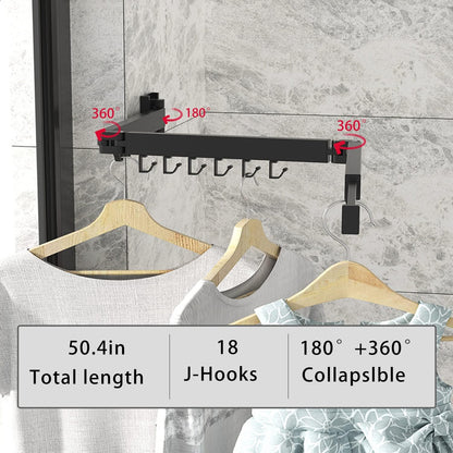 Dr.DJ Clothes Drying Rack for Laundry, Retractable Clothes Hanger Rack Wall Mounted Folding Indoor, Drying Rack, Space Saver Clothes Rack,Collapsible (Tri-Fold) with 18 J-Hooks Laundry Rack White