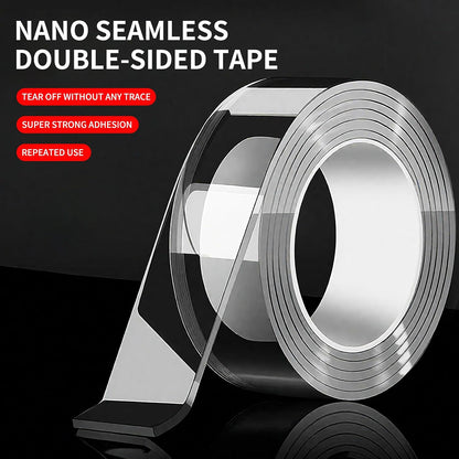 Nano Double Sided Tape Heavy Duty - 10ft (3m) × 0.8in (2cm) Clear Mounting Tape, Removable Strong Adhesive for Walls, Carpet, Rug, Home Decor – No Residue, Washable, Reusable, Invisible Traceless Tape