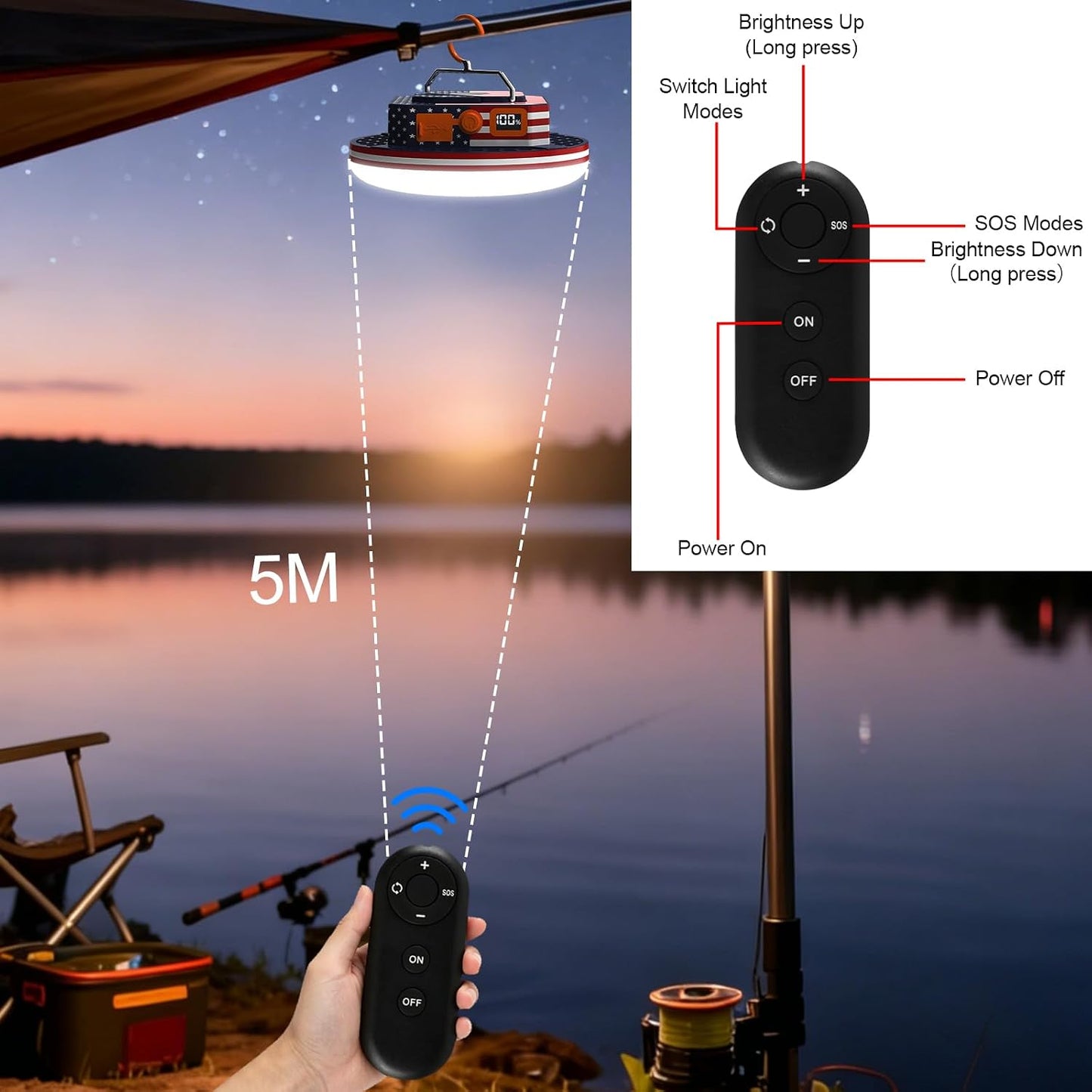 4000LM Flashlight Portable LED Camping Lantern Light 30W with Digital Display and Magnet , IPX5 Waterproof Tent Lights Light for Parents Christmas Gift