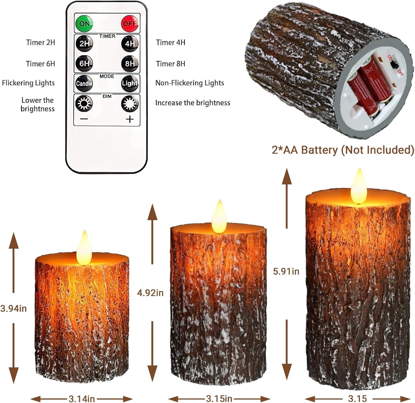 Flameless Candles Lights, Set of 3 Flickering LED Candles with Remote & Timer, Dimmable Electric Pillar Candles Battery Operated, Green Candles for Home St. Patrick’s Day Christmas Decor (Green)