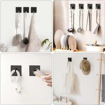 VIS'V Adhesive Towel Hooks, Waterproof Shower Wall Stick on Hooks, 2 Extra Adhesive Strips, White, 4 Pcs