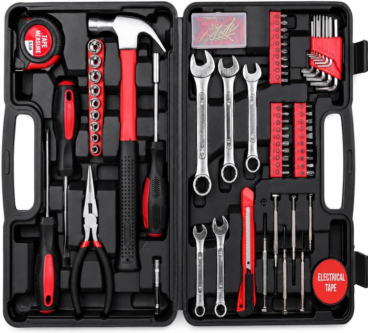 148-Piece Household Tool Kit with Sturdy Case – Carbon Steel Hand Tool Set for Home Repair, Apartment & Garage – DIY Toolbox for Men, Women & Beginners