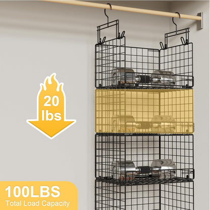 VyGrow 5 Tier Hanging Closet Organizer with Adjustable Dividers, Heavy-Duty Storage Shelves for Clothing, Kitchen, Laundry Room, Extra Large Baskets, 15.7" W x 11.8" D x 51" H, White