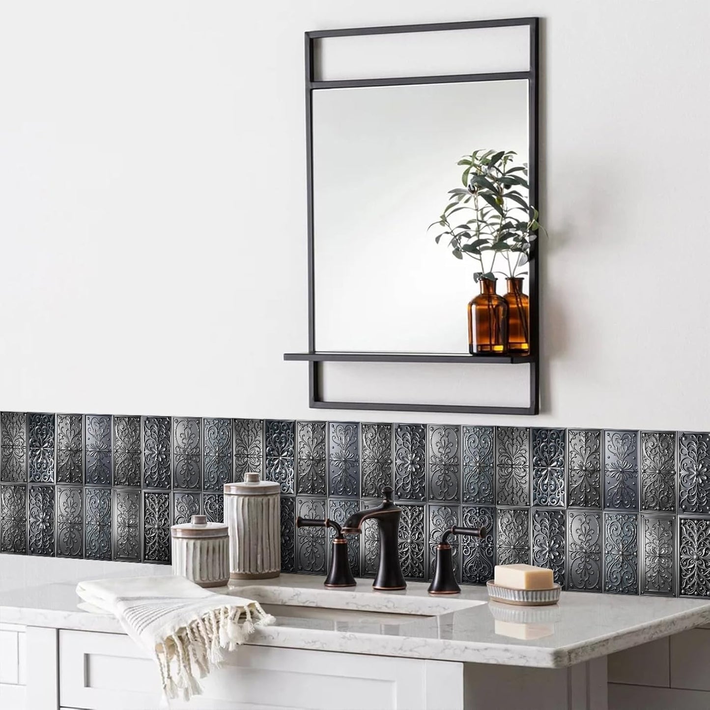VICCI 32Pcs Tile Decals - Peel and Stick Kitchen Backsplash - Decorative Wall Tiles Stickers 8" x 4" Self-Adhesive Waterproof Removable for Bathroom Cabinets Home DIY Projects Decor