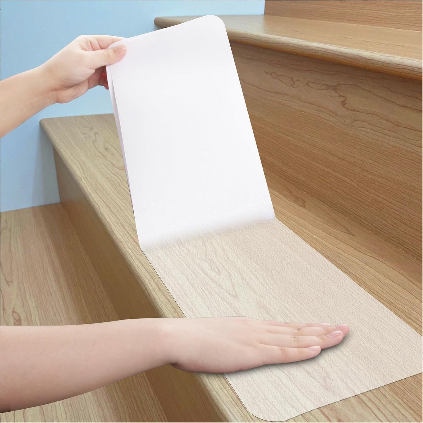 Clear Stair Treads Non Slip 30"x6", 18-Pack Anti Slip Strips for Wooden Steps Indoor, Transparent Adhesive Pre-Cut Step Grips, Safety for Elderly, Children and Dogs