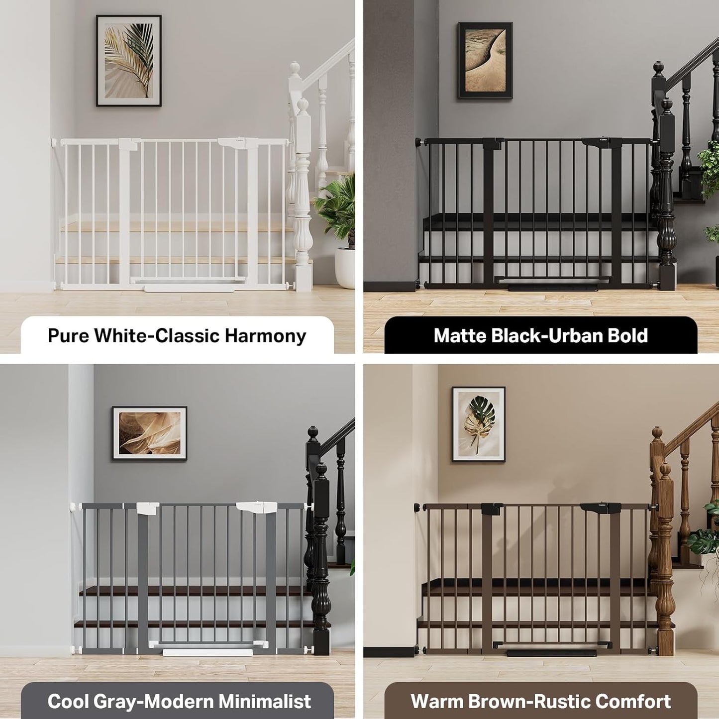 Cumbor 29.7-48" Baby Gate for Stairs, Mom's Choice Awards Winner-Dog Gate for Doorways, Auto Close Safety Pet Gate for Dogs Indoor, Easy Install Pressure Mounted Child Gate with Walk Thru Door, Brown