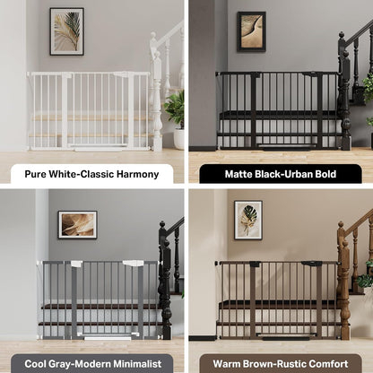 Cumbor 29.7-48" Baby Gate for Stairs, Mom's Choice Awards Winner-Dog Gate for Doorways, Auto Close Safety Pet Gate for Dogs Indoor, Easy Install Pressure Mounted Child Gate with Walk Thru Door, Brown