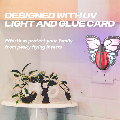 Flying Insect Trap Indoor, Light Fly Trap Captures Flies, Fruit Flies, Gnats, Moths, Mosquito and Other Flying Houseflies(1 Plug-in Device + 3 Pair Refills)