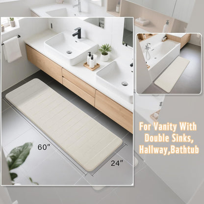 Yimobra Memory Foam Bath Mat, Super Soft Absorbent Bathroom Rug Non Slip, Quick Dry, Machine Washable Floor Carpet for Tub Shower, Home Decor Accessories, 24x17, Grey