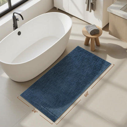 AMOAMI Bath Mat Non Slip Super Absorbent Quick Dry Bath Mats for Bathroom Floor Rubber Backing Washable Bathroom Rugs Modern Woven Jacquard Mat, Beside Tub Bath Rugs, 17" x 24", LightGrey